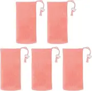 Mesh Soap Pouch Exfoliating Soft Drawstring Design Soap Foaming Net Pink 5pcs for Body Facial Cleaning