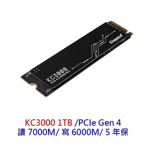 Kingston 金士頓 KC3000 1TB Gen4 PCIex4 M.2 2280 SSD 固態硬碟