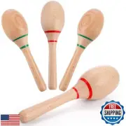 Foraineam 4 Pieces Maracas 8 inch Wooden Hand Percussion Rattles, Beech Wood