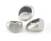 Heart Signet Ring Adjustable Blank Antique Silver Plated brass 7-9us size 4008