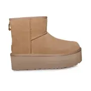 UGG CLASSIC MINI PLATFORM CHESTNUT SUEDE SHEEPSKIN WOMEN'S BOOTS SIZE US 8 NEW