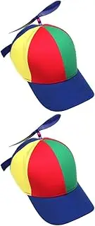 [WRITWAA] Hip-hop Cap Summer Sun Protection Hat Rainbow Baseball Hats Dragonfly Beaded Hat Baseball Cap Funny Silly Hat Helicopter Baseball Cap Sun Hat Adult Propeller Hat Blue