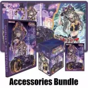 YuGiOh I:P Masquerena Trading Card Accessory Bundle Deck Box Sleeves Binder, Mat