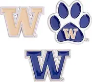 University of Washington Lapel Pins 3 Pack U of W UW Huskies Husky Logo Enamel Made of Metal (Pin Set), Bronze, no gemstone