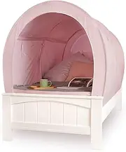 Snuggy Pod Bed Canopy – Bed Tent for Privacy – Portable Indoor Tent – Premium Tent for Single or Double Beds – Lightweight and Breathable Fabric – Foldable Design – Easy to Assemble (Pink, Single)