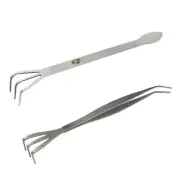 Gardening Rake Spatula Silver 2 in 1 Stainless Steel Bonsai Gardening Tool