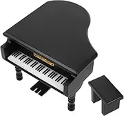 Yardenfun Box Empty Music Box Music Mechanism with Bench and Metal Pedal Wooden Piano Model Birthday Present for Piano Accessories Black Aluminum Alloy