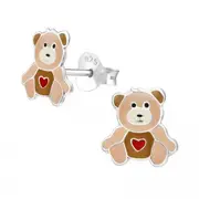 Kids Silver Bear Stud Earrings