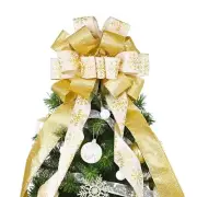 Christmas Tree Topper 40x13 Inches Toppers Bow with Glitter Satin Mesh Stream...
