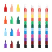 Stacking Crayons, 5 Pack 12 Colors Stackable Buildable Drawing Crayons