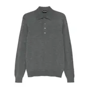 [Tom Ford] Tom Ford Long-sleeve Button Polo Shirt 50 IT GREY