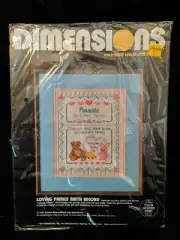 Dimensions LOVING FAMILY BIRTH RECORD Counted Cross Stitch Kit # 3561 Complete