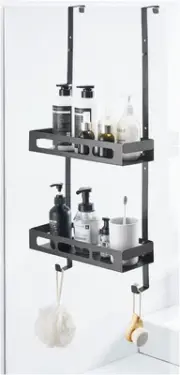 2-Tier Shower Caddy Shelf Organizer Rack over the Door Shower Caddy, Stainless S