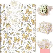 100 Sheets Back to School Tissue Paper, Pencil and Bow Pattern Wrapping Paper for DIY Crafts Back to School Activities Birthday Party Supplies, 13.8 x 19.7 Inch