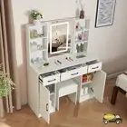 Large Dressing Table Stool Set With Smart LED Mirror Makeup Vanity Desk Dresser
