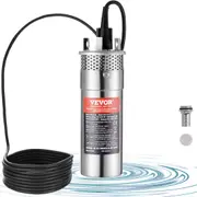 Solar Water Pump, DC 120W Submersible Deep Well Pump, Max Flow 3.2 GPM, Max Head 70 m, Max Submersion Depth 30 m, Solar Powered Water Pump for Well, Farm Ranch Irrigation, Livestock