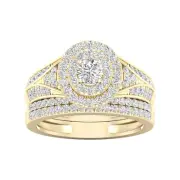 14k Yellow Gold Round Cut 1Ct Diamond Bridal Set Ring Size 8 Clarity I2