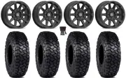Valor V02 15" Wheels Black 30" Intersect Tires Polaris Ranger XP 9/1K