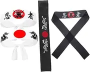 [Happyyami] 4pcs Japanese Style Headbands for Men Breathable Versatile Karate Training Accessories Elastic Hairbands for Sports Competitions and Kitchen Use