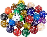 30 Pieces 20 Sided Polyhedral Dice Set 22 Colors 20 Sides Dice Assortment for Dungeons and Dragons RPG MTG Table Games Come with 1 Velvet Storage Bag