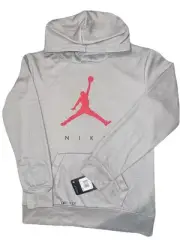 ✅ $60 Michael Air Jordan Brand Nike Jumpman DriFit Hoodie Sweatshirt Boys L Gray