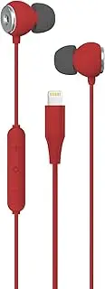 Realm Lightning Earbuds Apple MFi Certified Headphones, in-Ear Headphones with Lightning Connector, Built-in Microphone, Hands-Free Calling and Track Controls, Red
