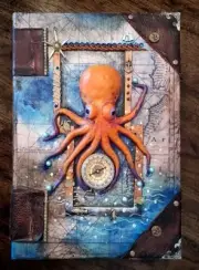 Many Legs, One Direction, wooden hideaway book box.Hidden, nautical ocean.