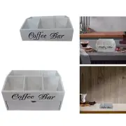 Wooden Coffee Station Organizer, Counter Storage Basket Coffee Pod Holder for