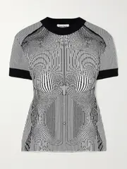 [Jean Paul Gaultier] Jean Paul Gaultier - Trompe L'oeil Striped Jacquard-knit T-shirt - Gray - xx small xx small Gray