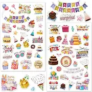 LINAYE 24 Sheets Happy Birthday Stickers for Kids Adults 730 Counts Birthday Stickers Small Large Stickers for Birthday Party, Birthday Gifts Cards, Birthday Supplies Decorations for Kids Adults