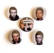 OASIS Live '25 tour Badge Button Set 25mm 1" Pins Pinback Liam Gallagher Noel