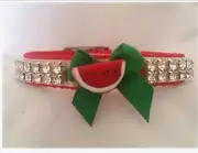 Pet Collar Rhinestone Watermelon Small dog collar cat collar Custom Sizes