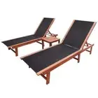 vidaXL Sun Loungers 2 pcs with Table Solid Acacia Wood and Textilene 2BB
