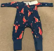 Bonds BNWT 2019 Blue “keep My Home Tidy” Lobster Zippy - Size 00 (3-6 Months)