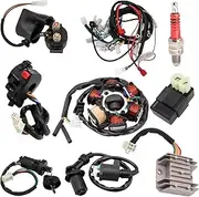 Complete Wiring Harness kit for ATV Quad 4 Four Wheelers GY6 50CC 70CC 110CC 125CC Go Kart Dirt Pit Bikes With Electrics Stator Coil CDI Wiring Harness Solenoid Relay Spark Plug by KAKO