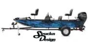 Black Blue Faded Foggy Clouded Fish Bass Boat Black Decal Wrap USA Vinyl