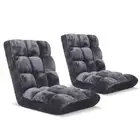 2x Floor Recliner Folding Lounge Sofa Futon Couch Folding Chair Cushion Grey