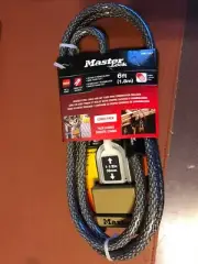 Master Lock 6’ Braided Steel Cable & Set Your Own Combination Padlock # 78M175LF