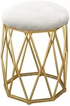 Modern Dressing Table Stool - Sponge Padded Makeup Table Chair Upholstered in Iron Art, Makeup Seat for Living Room Dressing Table, 35 * 40 * 43cm Color: White