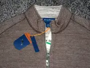 NWT Men's TOMMY BAHAMA Reversible 1/4 Zip Pullover L BROWN HERRINGBONE w/TB Logo