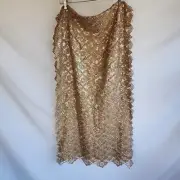 NEW - One Size - CEJON Gold Lace Scarf, Sequins - 20 x 72in - Open Design