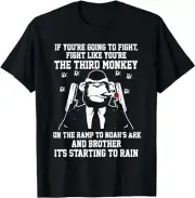 NEW LIMITED Fight Like The Third Monkey On Noah's Ark - Funny T-Shirt Size S-5XL
