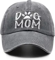 [MINYJHZ] Women's Embroidered Dog Mom Hat Adjustable Washed Denim Baseball Cap