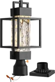 18" H Dusk to Dawn Outdoor Post Light Fixture Hardwired 120V, Black
