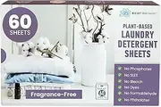 EcoFriends Plant-based Laundry Detergent Sheets - Non-toxic, Hypoallergenic, Biodegradable - Washer Detergent Sheet - Perfect for Travel & Gift - Unscented (Fragrance Free) - Box of 60 Sheets