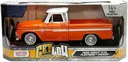 1966 Chevy C10 Fleetside Pickup Truck Lowrider Orange Metallic with White Top Get Low Series 1/24 Diecast Model Car by Motormax 79034COP