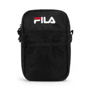 【FILA】Bag 側背包 斜背包 隨身包 網袋夾層 潮流 休閒 方包 黑(BMV-7009-BK)