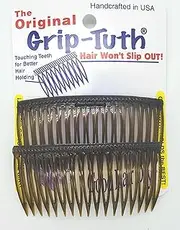 Good Hair Days Grip-Tuth Combs - Set Of 2 Hair Side Combs - Hair Combs For All Types Of Hair - Decorative & Hair Styling Women Accessories (Shell, 3 ¼ ″ Wide)