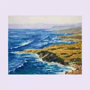 Spectacular Oil Painting. ORIGINAL. Sunset Cliffs San Diego View. Signed.