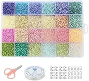 12000pcs 3mm 8/0 Glass Seed Beads for Jewelry Making Kit, Tiny Beads Set for Bracelets Making, DIY, Art and Craft24 Colors, DIY Beading Kit, Necklace Bracelet Earring Making Kit, Bracelet and Jewelry Making